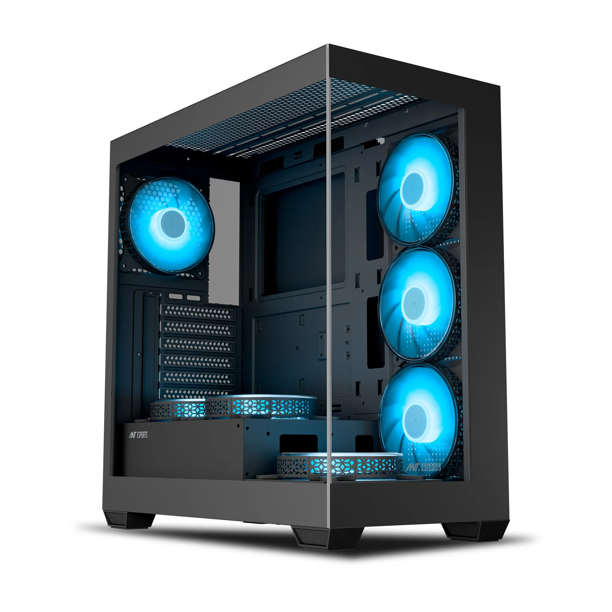 Ant Esports Gaming Cabinet Crystal x7 Black with Type-C